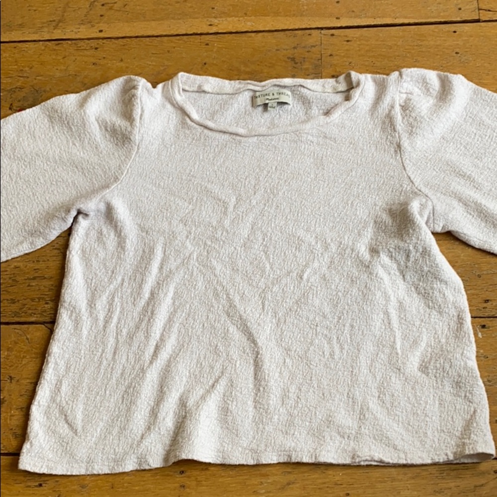 madewell long sleeved cream colored blouse